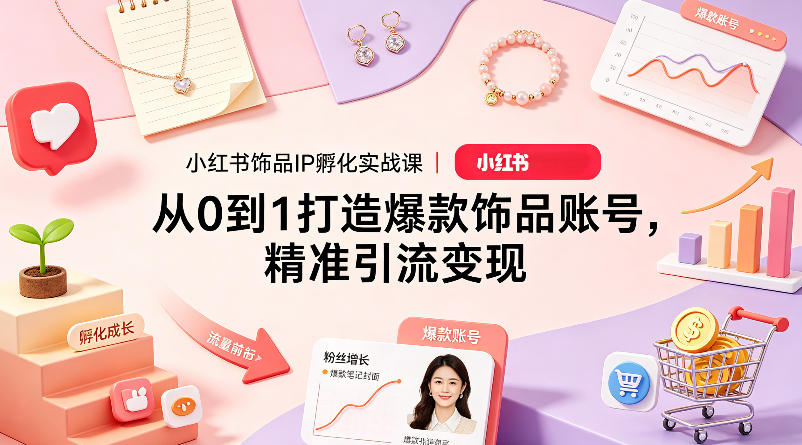 小红书饰品IP孵化实战课｜从0到1打造爆款饰品账号，精准引流变现-伏羲SAAS