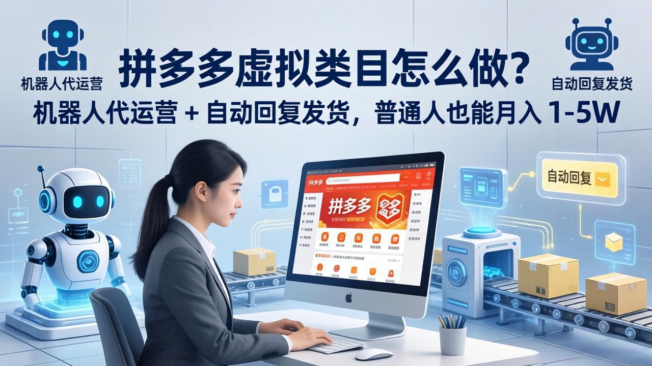 拼多多虚拟类目怎么做？机器人代运营 + 自动回复发货，普通人也能月入 1-5W-伏羲SAAS
