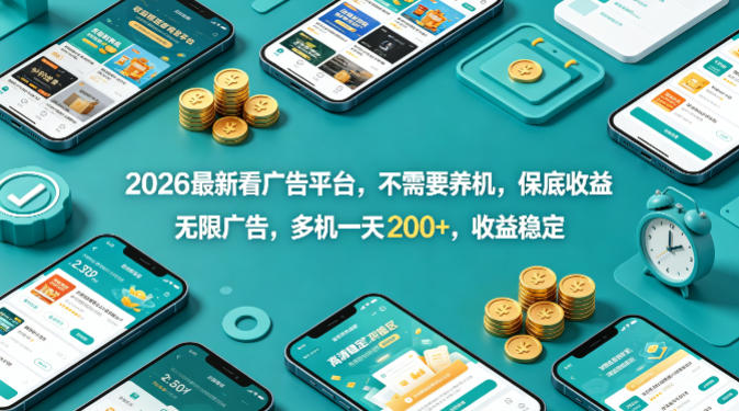 2026最新看广告平台，不需要养机，保底收益，无限广告，多机一天200+，收益稳定【揭秘】-伏羲SAAS
