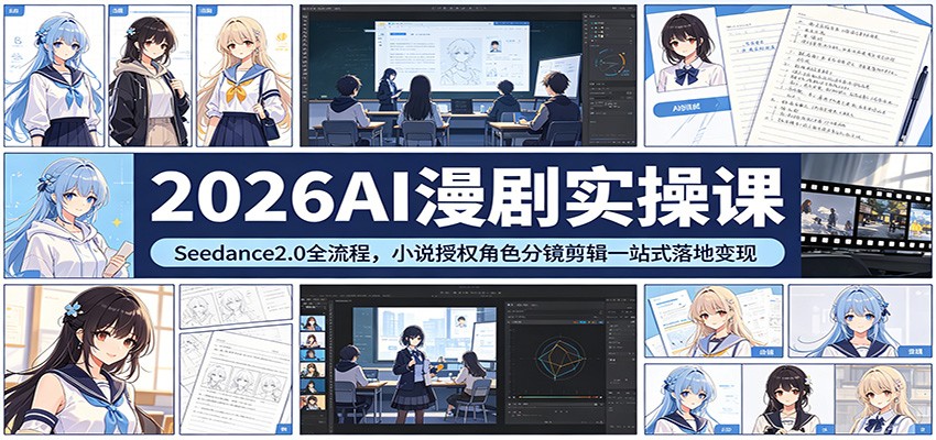 2026AI漫剧实操课：Seedance2.0全流程，小说授权角色分镜剪辑一站式落地变现-伏羲SAAS