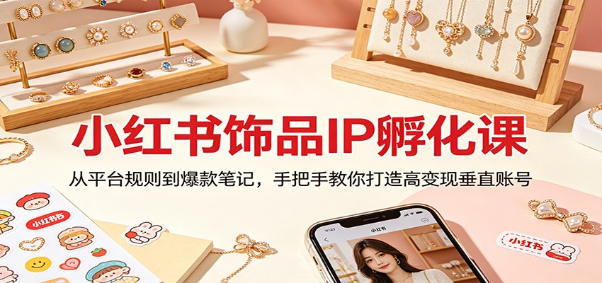 小红书饰品IP孵化课：从平台规则到爆款笔记，手把手教你打造高变现垂直账号-伏羲SAAS