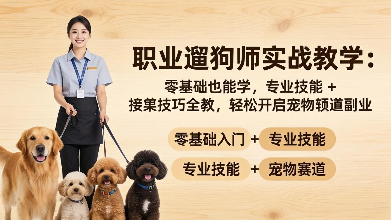 职业遛狗师实战教学：零基础也能学，专业技能 + 接单技巧全教，轻松开启宠物赛道副业-伏羲SAAS