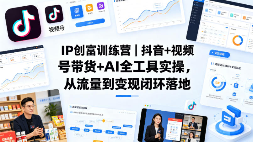 IP创富训练营｜抖音+视频号带货+AI全工具实操，从流量到变现闭环落地-伏羲SAAS