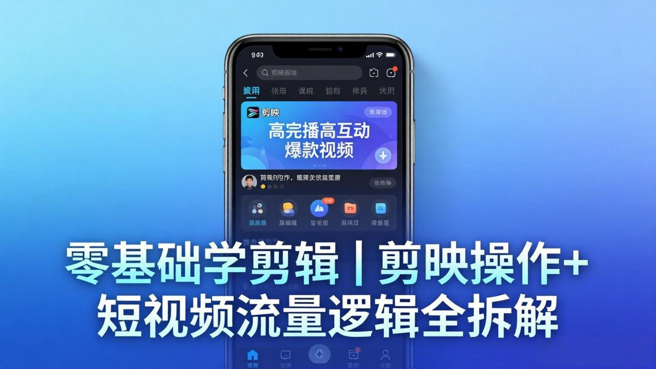 【零基础学剪辑】剪映操作+短视频流量逻辑全拆解｜手把手教你剪出高完播高互动爆款视频-伏羲SAAS