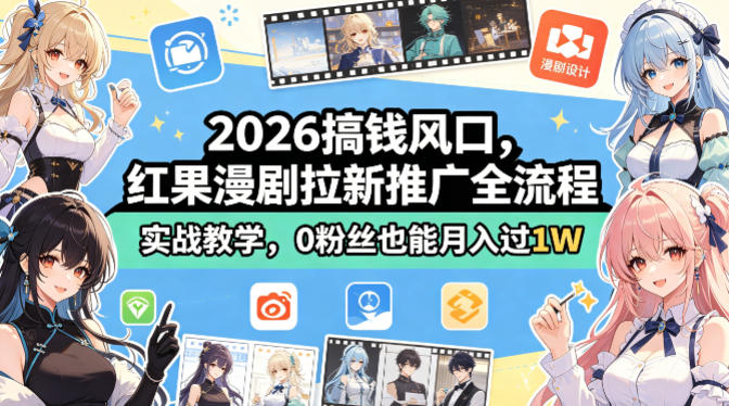 2026搞钱风口，红果漫剧拉新推广全流程实战教学，0粉丝也能月入过1W-伏羲SAAS