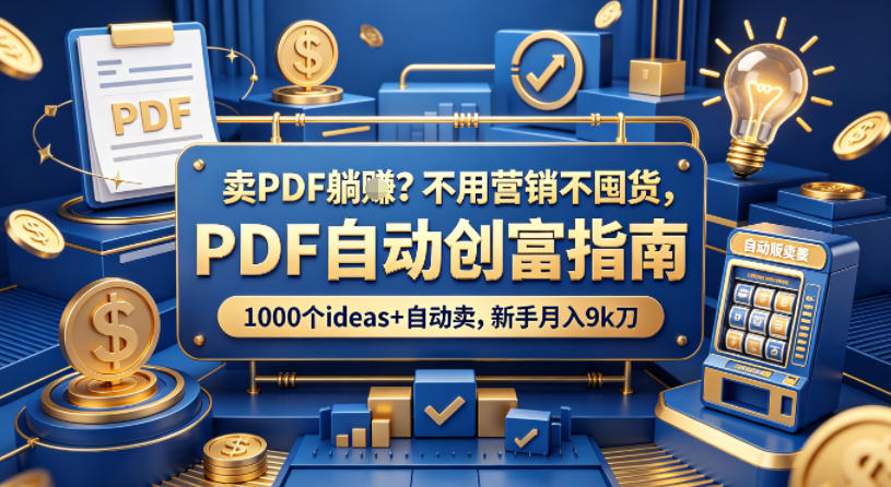 卖PDF躺賺？不用营销不囤货，PDF自动创富指南，1000个ideas+自动卖，新手月入9k刀【原创双语字幕】-伏羲SAAS