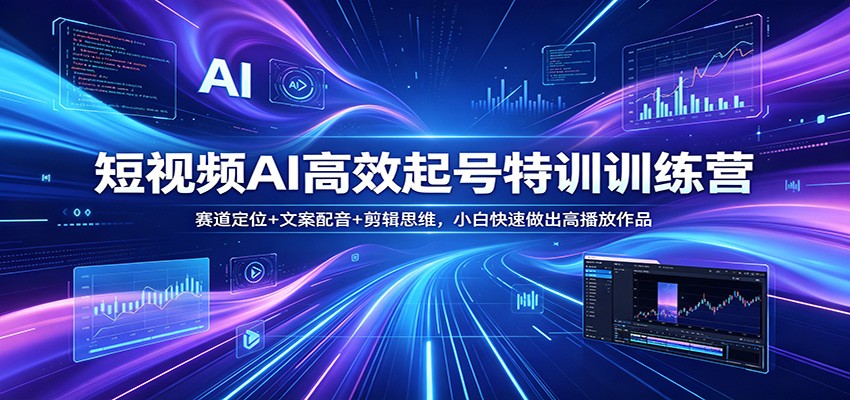 短视频AI高效起号特训训练营：赛道定位+文案配音+剪辑思维，小白快速做出高播放作品-伏羲SAAS