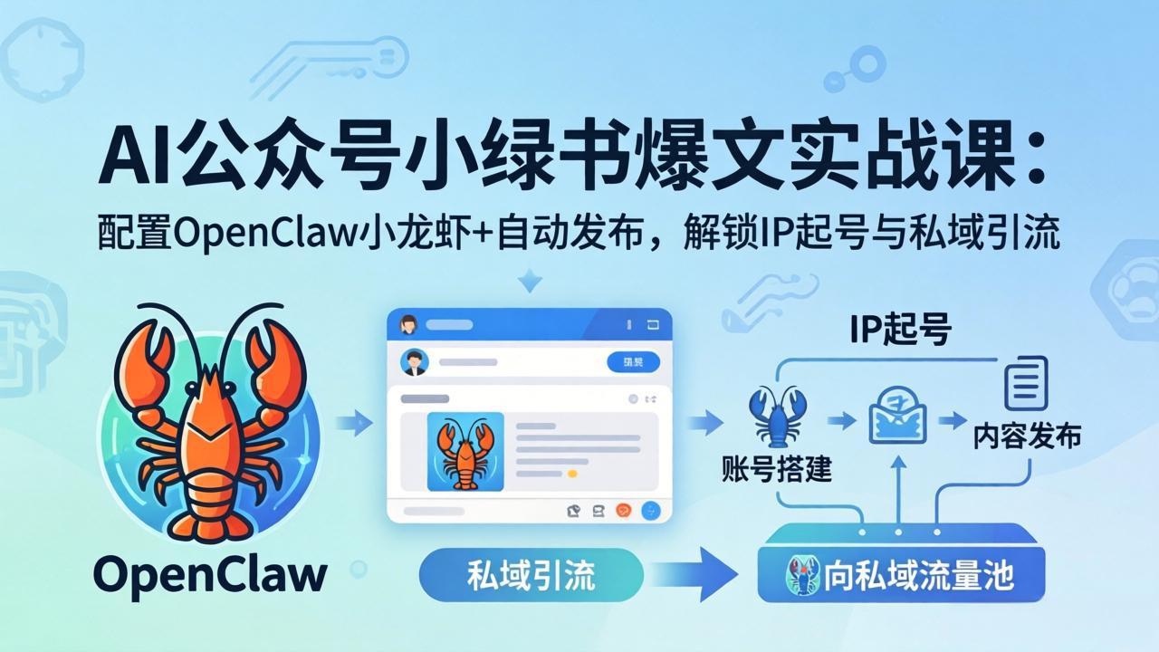 AI公众号小绿书变现实战课：小绿书爆文写作+OpenClaw自动发布，解锁IP起号与私域引流-伏羲SAAS