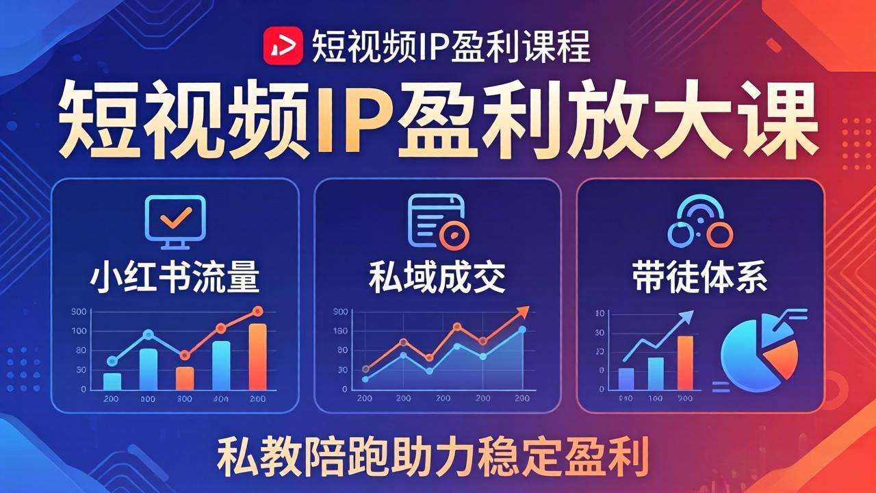 短视频IP盈利放大课：小红书流量+私域成交+带徒体系，私教陪跑助力稳定盈利-伏羲SAAS