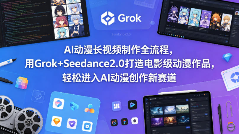 AI动漫长视频制作全流程，用Grok+Seedance2.0打造电影级动漫作品，轻松进入AI动漫创作新赛道-伏羲SAAS