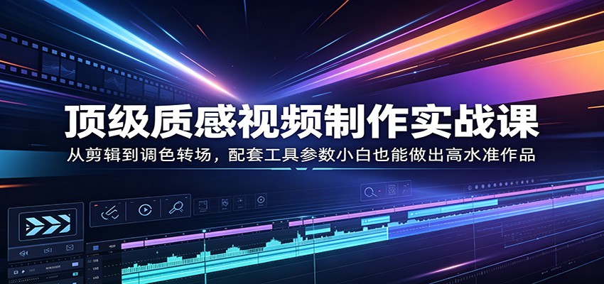 顶级质感视频制作实战课：从剪辑到调色转场，配套工具参数小白也能做出高水准作品-伏羲SAAS