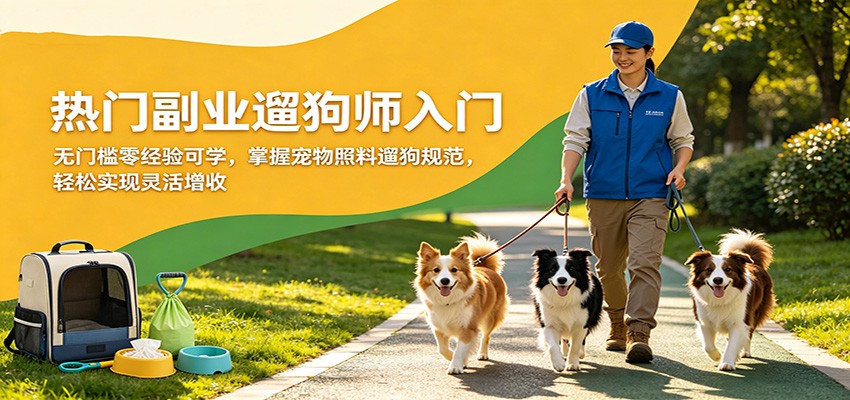热门副业遛狗师入门，无门槛零经验可学，掌握宠物照料遛狗规范，轻松实现灵活增收-伏羲SAAS