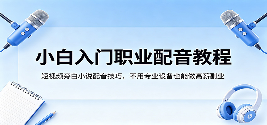 小白入门职业配音教程，短视频旁白小说配音技巧，不用专业设备也能做高薪副业-伏羲SAAS