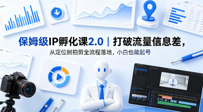 保姆级IP孵化课2.0｜打破流量信息差，从定位到拍剪全流程落地，小白也能起号-伏羲SAAS