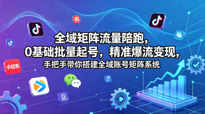 全域矩阵流量陪跑，0基础批量起号，精准爆流变现，手把手带你搭建全域账号矩阵系统-伏羲SAAS