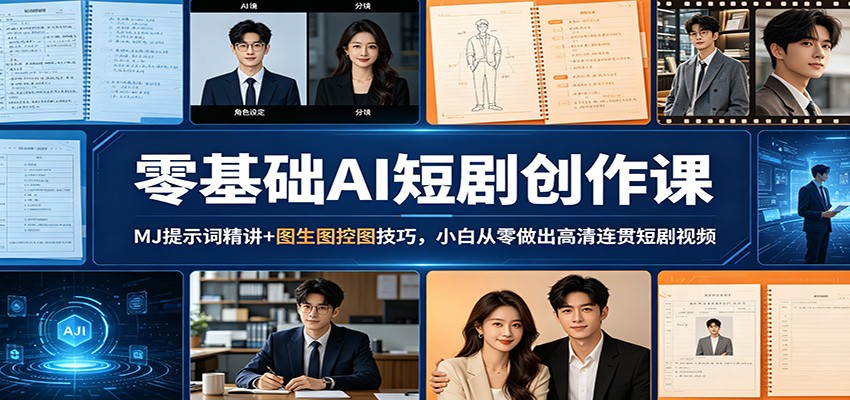 零基础AI短剧创作课：MJ提示词精讲+图生图控图技巧，小白从零做出高清连贯短剧视频-伏羲SAAS