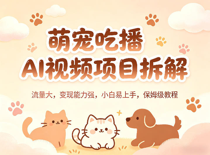 萌宠吃播AI视频项目拆解，流量大，变现能力强，小白易上手，保姆级教程-伏羲SAAS