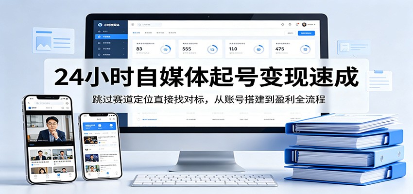 24小时自媒体起号变现速成，跳过赛道定位直接找对标，从账号搭建到盈利全流程-伏羲SAAS