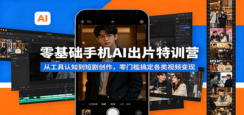 零基础手机AI出片特训营：从工具认知到短剧创作，零门槛搞定各类视频变现-伏羲SAAS