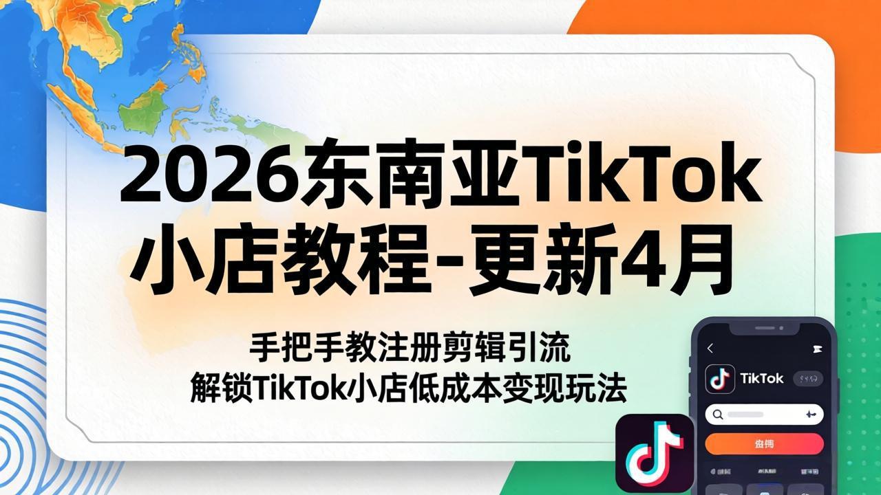 2026东南亚TikTok小店教程-更新4月，手把手教注册剪辑引流，解锁TikTok小店低成本变现玩法-伏羲SAAS