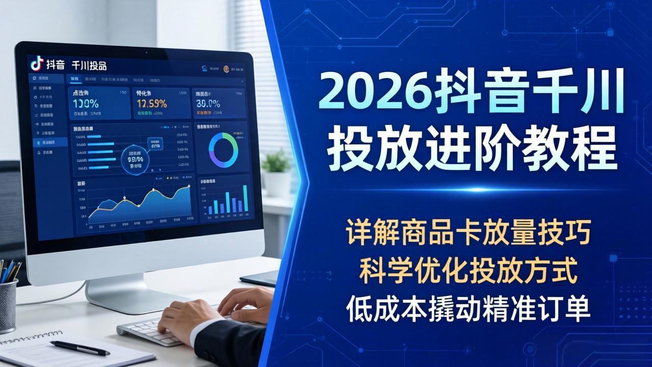 2026抖音千川投放进阶教程，详解商品卡放量技巧，科学优化投放方式，低成本撬动精准订单-伏羲SAAS