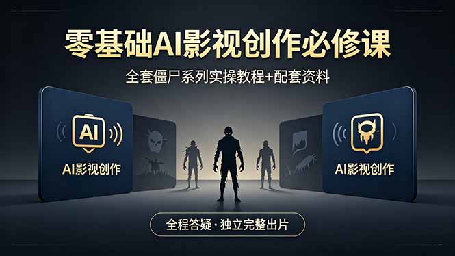 零基础AI影视创作必修课，全套僵尸系列实操教程加配套资料，全程答疑带你独立完整出片-伏羲SAAS