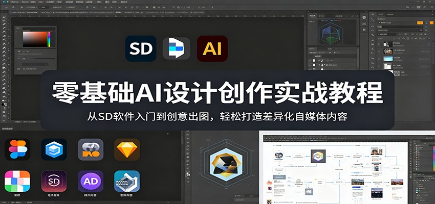 零基础AI设计创作实战教程：从SD软件入门到创意出图，轻松打造差异化自媒体内容-伏羲SAAS