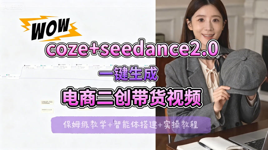 【Coze工作流搭建实操教程】seedance2.0+coze一键生成电商二创带货视频，全流程保姆级教学-伏羲SAAS