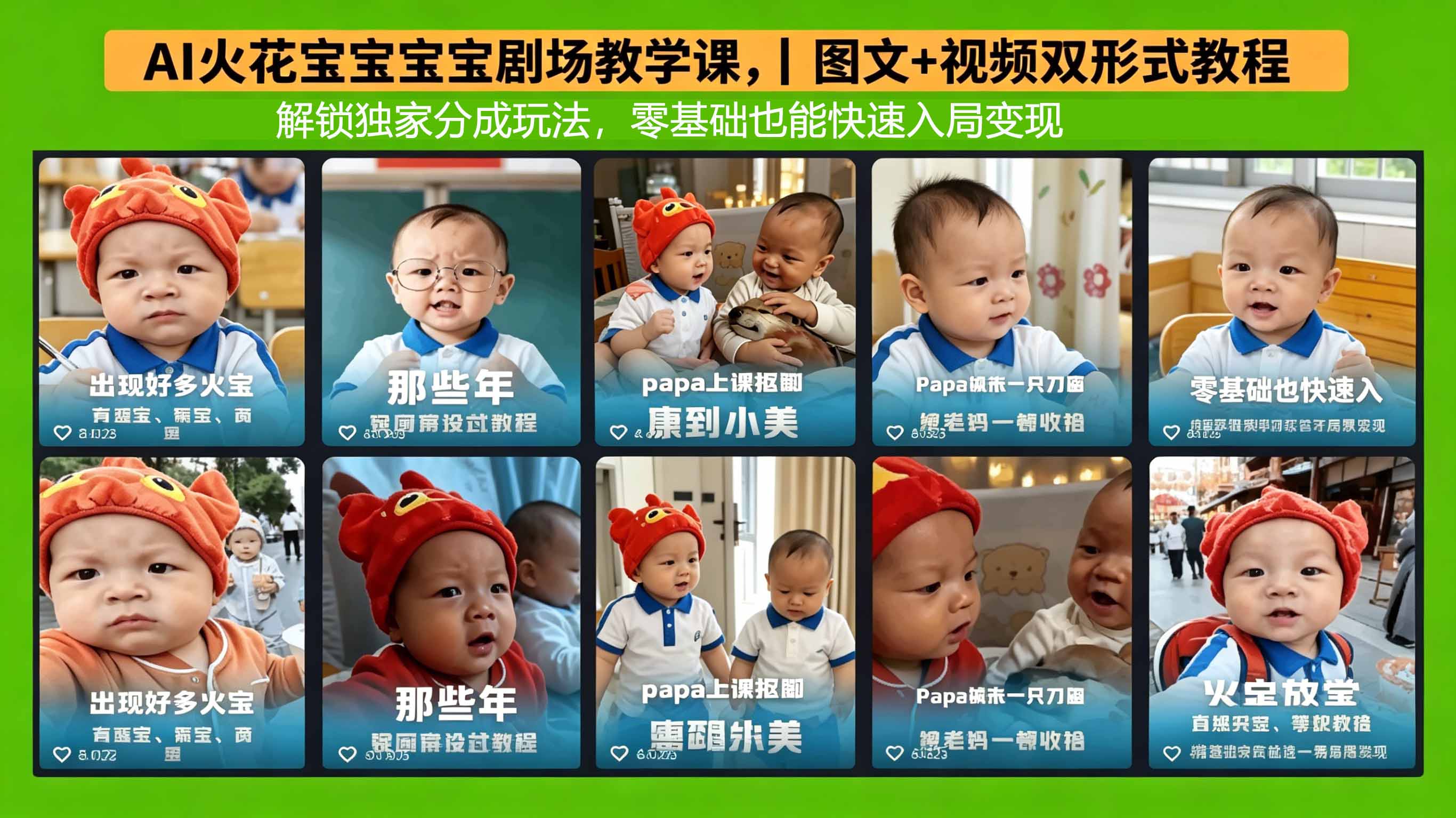 AI火花宝宝宝宝剧场教学课，图文+视频双形式教程，解锁独家分成玩法，零基础也能快速入局变现-伏羲SAAS