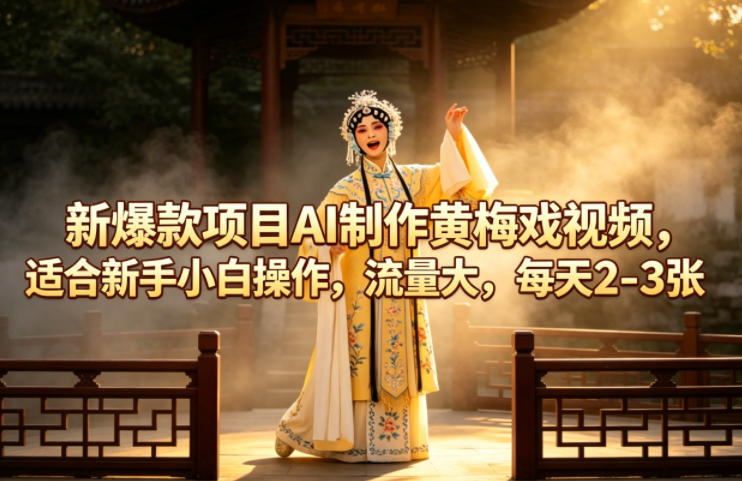 新爆款项目AI制作黄梅戏视频，适合新手小白操作，流量大，每天2-3张-伏羲SAAS