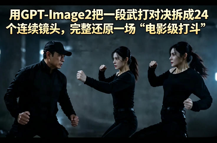 用GPT-Image2把一段武打对决拆成24个连续镜头，完整还原一场“电影级打斗”-伏羲SAAS