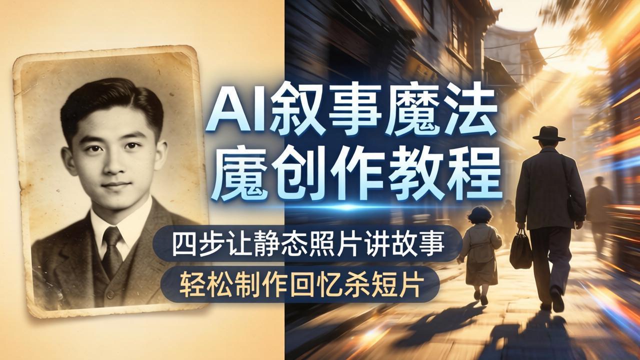 AI叙事魔法创作教程，四步让静态照片讲故事，老照片修复加动态特效，轻松制作回忆杀短片-伏羲SAAS