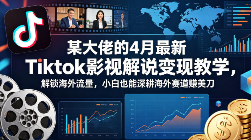 某大佬的4月最新Tiktok影视解说变现教学，解锁海外流量，小白也能深耕海外赛道賺美刀-伏羲SAAS