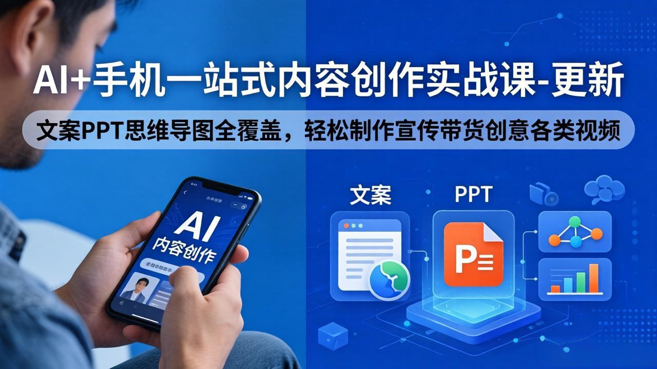 AI+手机一站式内容创作实战课-更新，文案PPT思维导图全覆盖，轻松制作宣传带货创意各类视频-伏羲SAAS