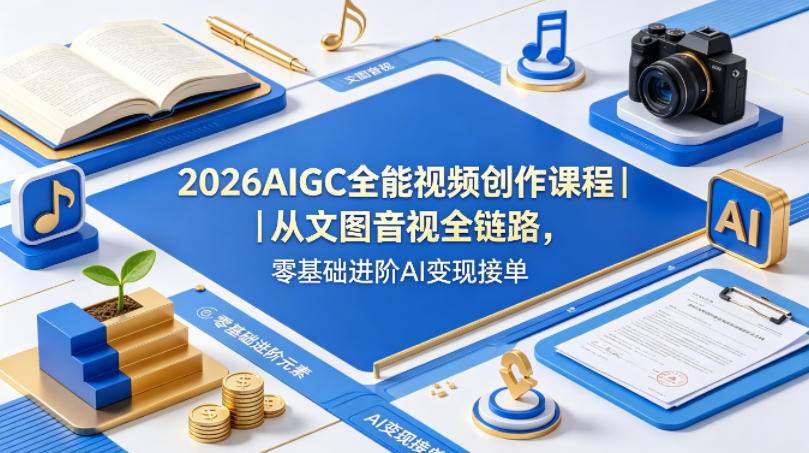 2026AIGC全能视频创作课程｜从文图音视全链路，零基础进阶AI变现接单-伏羲SAAS