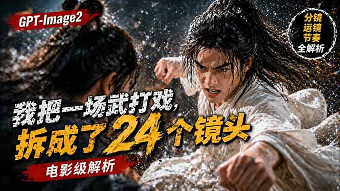 用GPT-Image2，把一段武打对决拆成24个连续镜头，从人物建立、动作衔接、运镜节奏，到情绪爆发-伏羲SAAS
