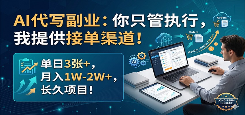 AI代写副业：你只管执行，我提供接单渠道！单日3张+，月入1W-2W+，长久项目-伏羲SAAS