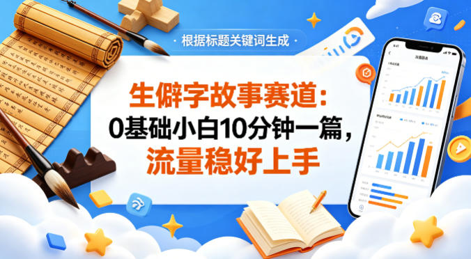 公众号流量主——生僻字故事赛道，流量稳，好上手，0基础小白也能10分钟一篇-伏羲SAAS