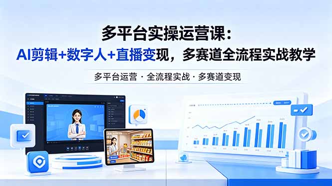 某团队多平台实操运营课-更新26年4月29：AI剪辑+数字人+直播变现，多赛道全流程实战教学-伏羲SAAS