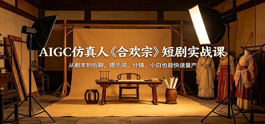 AIGC仿真人《合欢宗》短剧实战课：从剧本到后期，提示词，分镜，小白也能快速量产-伏羲SAAS