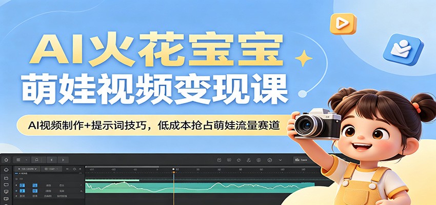 AI火花宝宝萌娃视频变现课：AI视频制作+提示词技巧，低成本抢占萌娃流量赛道-伏羲SAAS