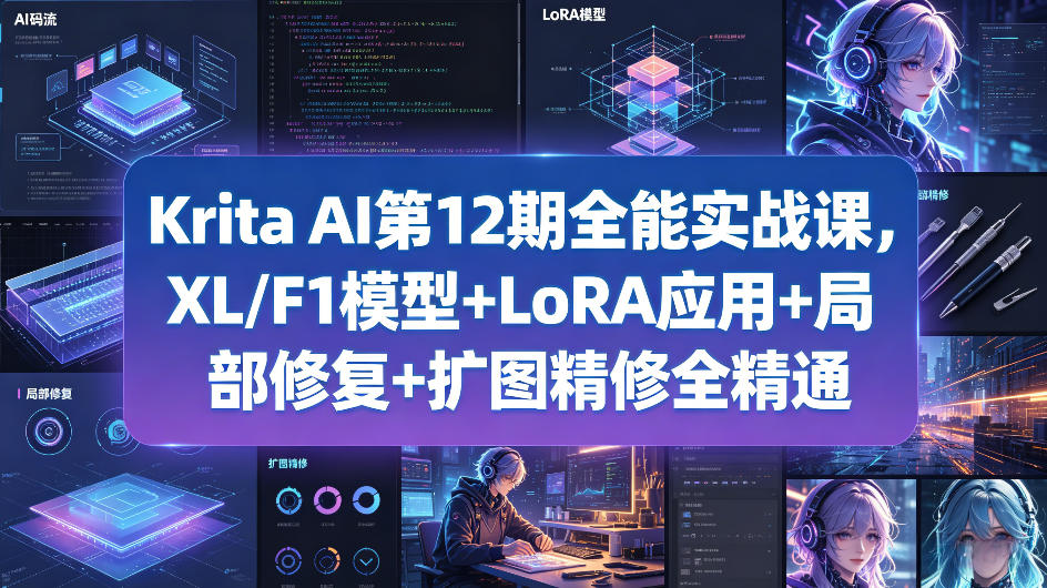 Krita AI第12期全能实战课，XL/F1模型+LoRA应用+局部修复+扩图精修全精通-伏羲SAAS
