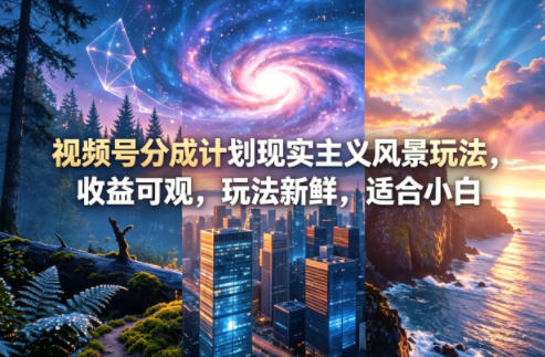 视频号分成计划现实主义风景玩法，收益可观，玩法新鲜，适合小白-伏羲SAAS