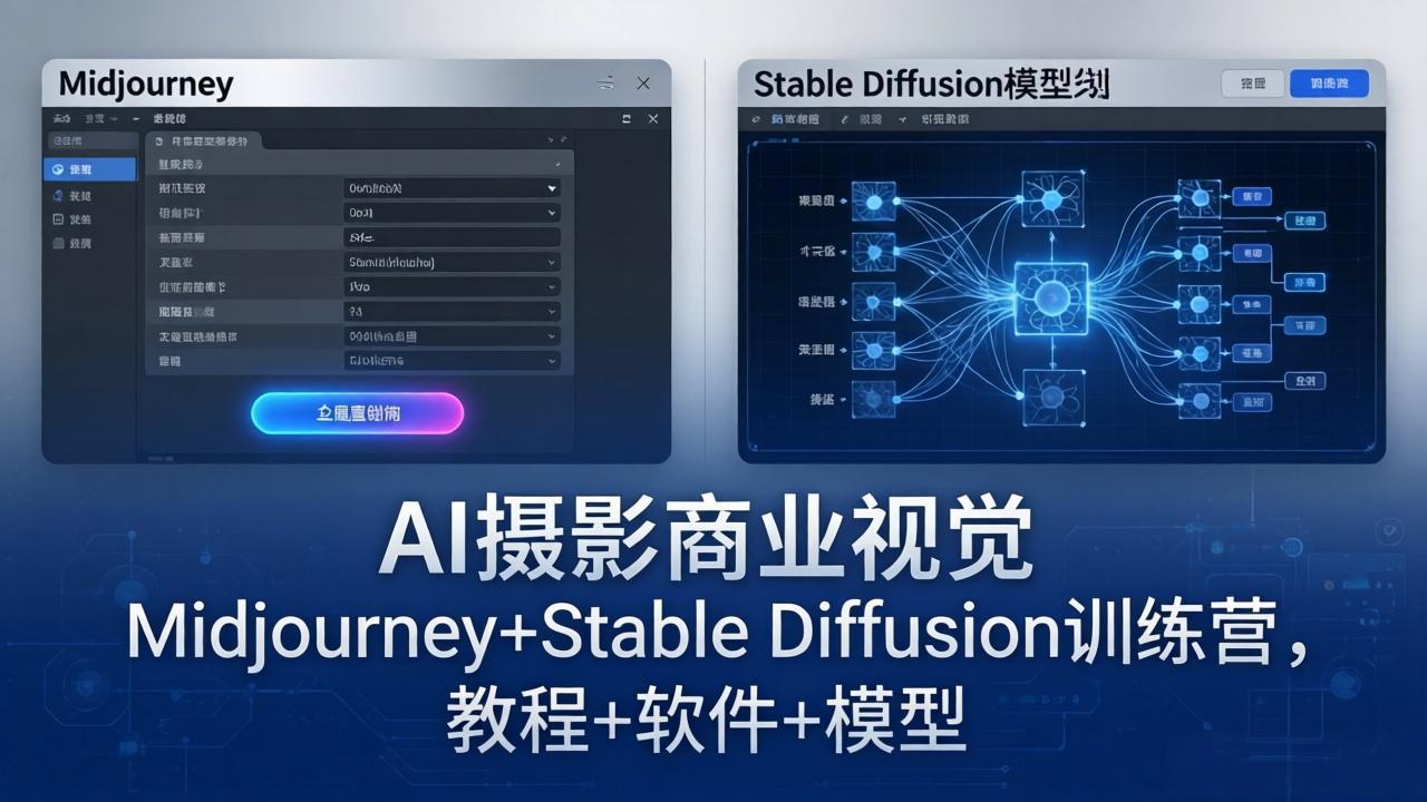 AI摄影商业视觉Midjourney+Stable Diffusion训练营，教程+软件+模型-伏羲SAAS