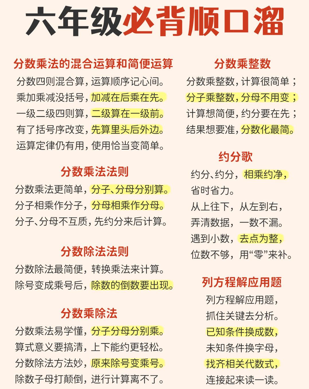 六年级下数学1-6年级必备顺口溜-伏羲SAAS