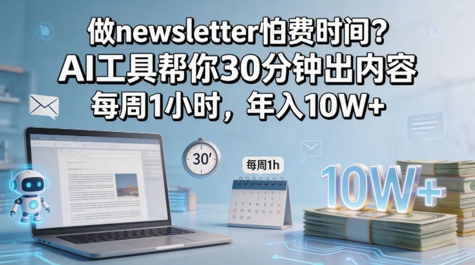 做newsletter怕费时间？AI工具帮你30分钟出内容，每周1小时，年入10W+！【原创双语字幕】-伏羲SAAS