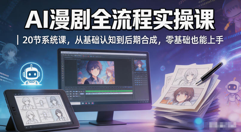 AI漫剧全流程实操课｜20节系统课，从基础认知到后期合成，零基础也能上手-伏羲SAAS