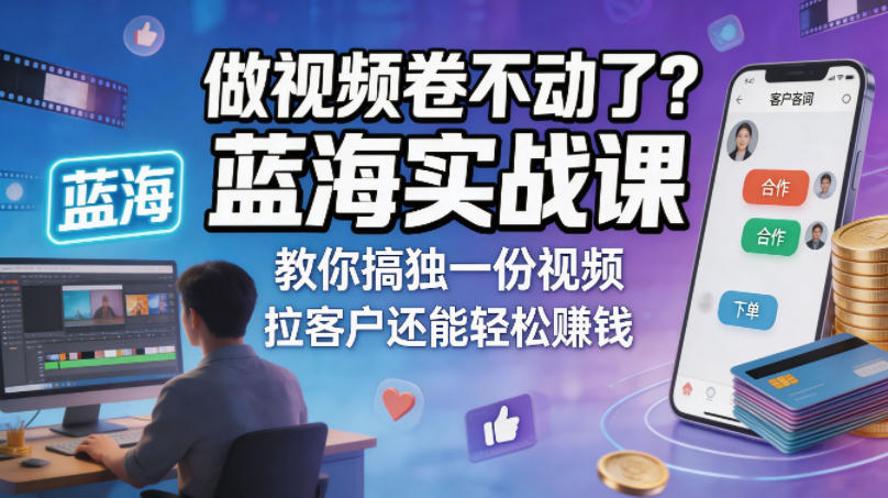 做视频卷不动了？蓝海实战课教你搞独一份视频，拉客户还能轻松賺钱！【原创双语字幕】-伏羲SAAS