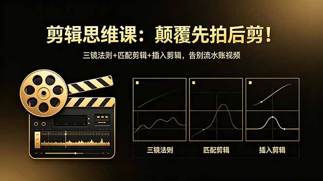 剪辑思维课：颠覆先拍后剪！三镜法则+匹配剪辑+插入剪辑，告别流水账视频-伏羲SAAS