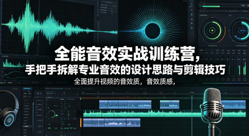 全能音效实战训练营，手把手拆解专业音效的设计思路与剪辑技巧，全面提升视频的音效质感-伏羲SAAS
